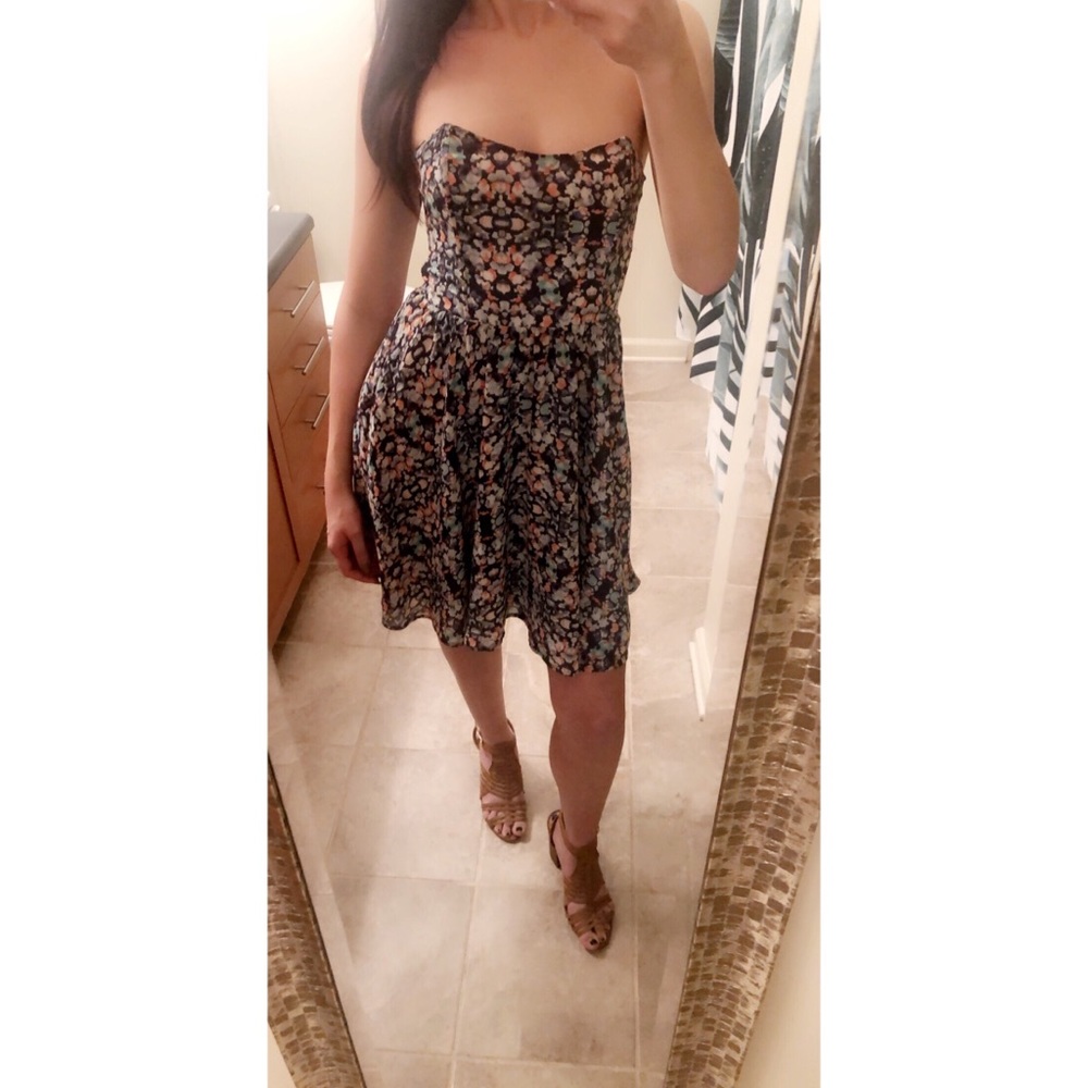 Nordstrom WAYF Strapless Floral A-Line Dress Small